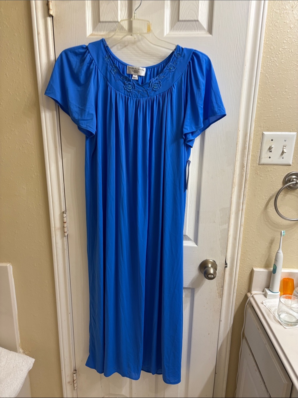 Miss Elaine Royal Blue Embroidered Lace Chemise. NWT